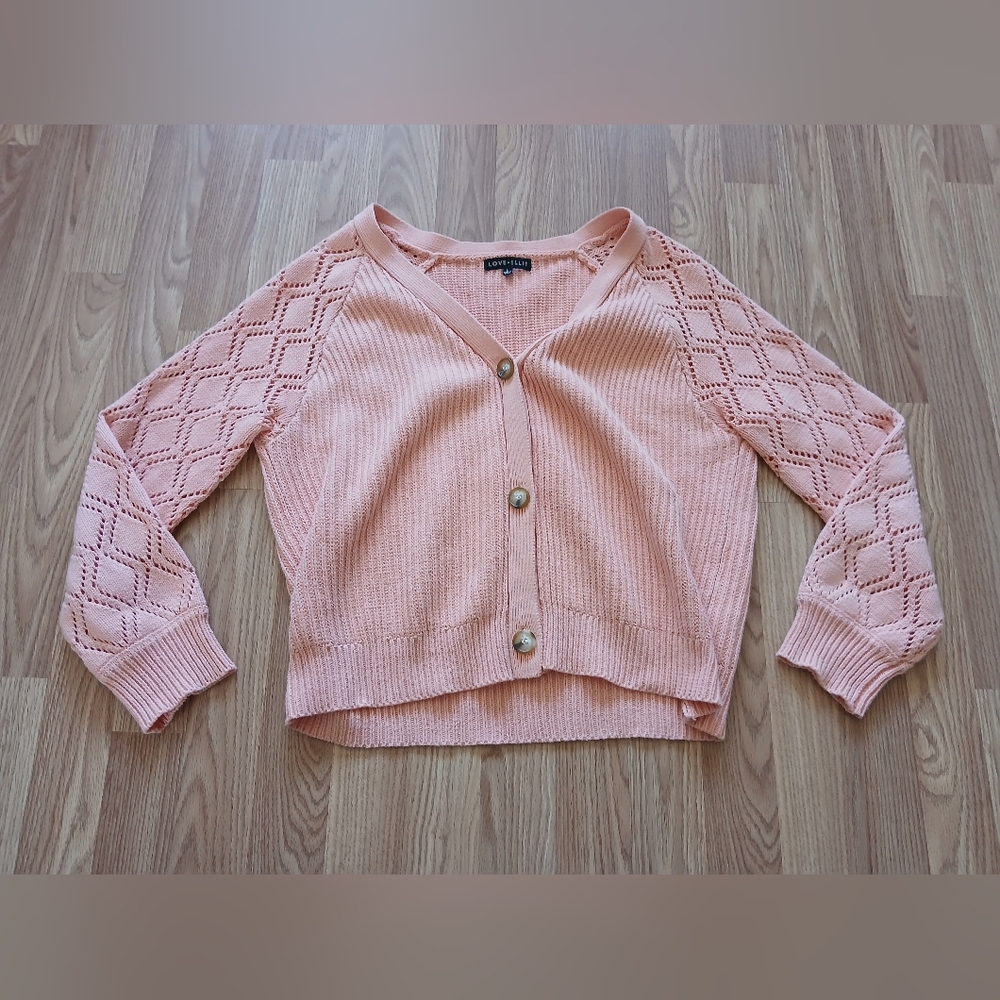 Love Ellie Women's Pink Cardigan Sweater